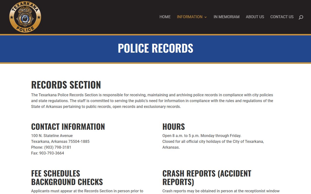 Texarkana police records from arkpolice.txkusa.org/police-records