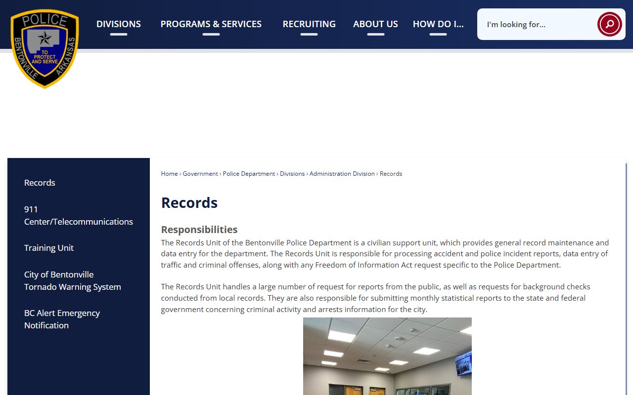 Benton County police records from www.bentonvillear.com/398/Records