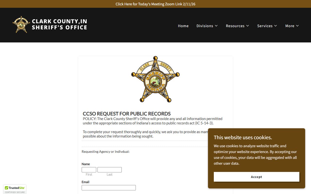 Clark County police records from clarkcosheriff.com/records-request