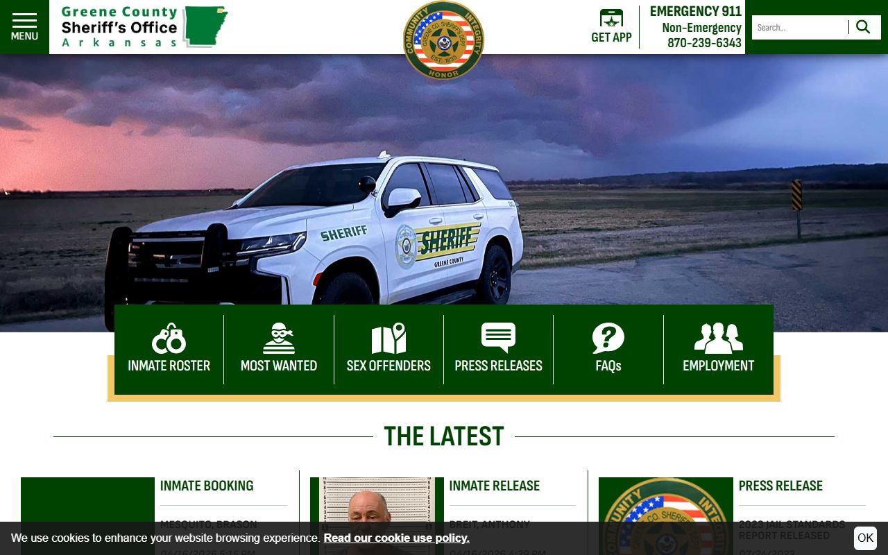 Greene County police records from www.greenecountyso.org